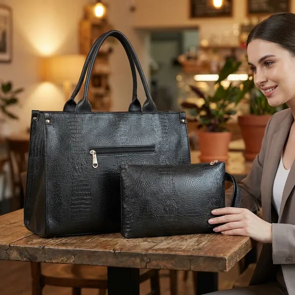 Black_Synthetic_Leather_Casual_Luxury_Handbags_For_Women_(Buy_1_Get_1_Free)