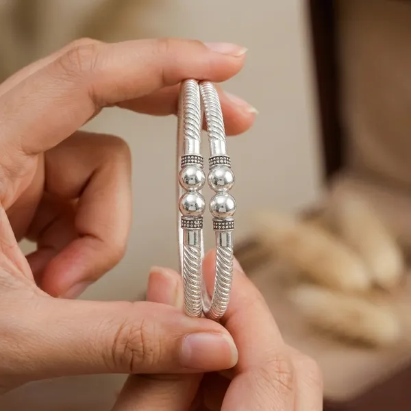 Silver_Plated_Textured_Dual_Ball_Bangles_for_Women_|_Elegant_Daily_Wear_Bangl_set