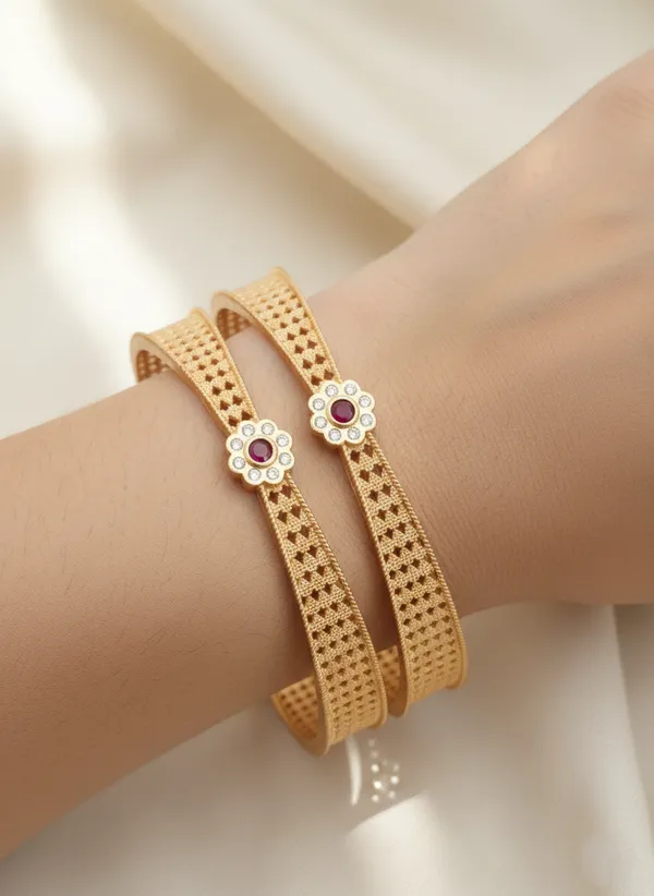 Gold_Fancy_Bangles_For_Girls_Set_Of_2_Pair_|_Designer_Unique_Shape_Ad_Diamond_Bangles_