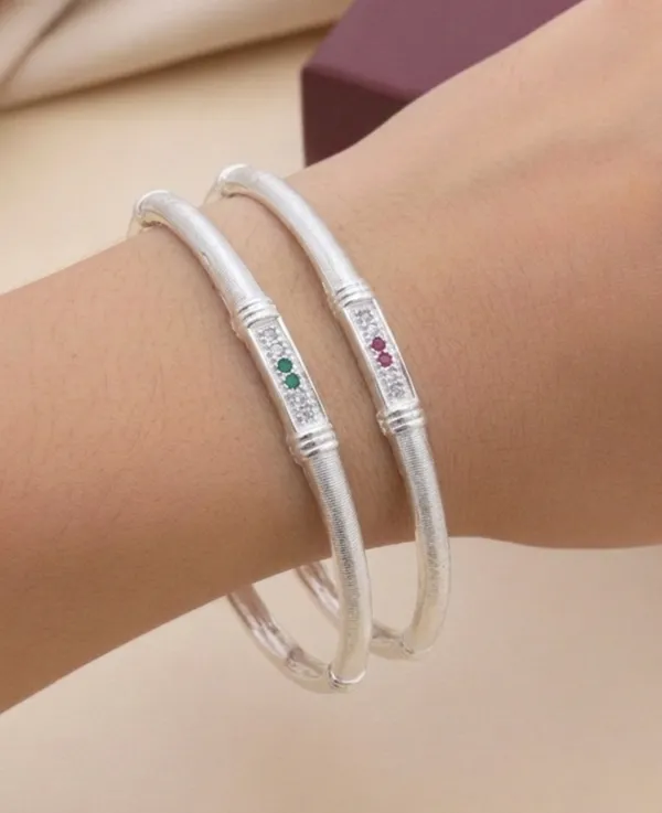 American_Diamond_Silver_Plated_Bangles_For_Women