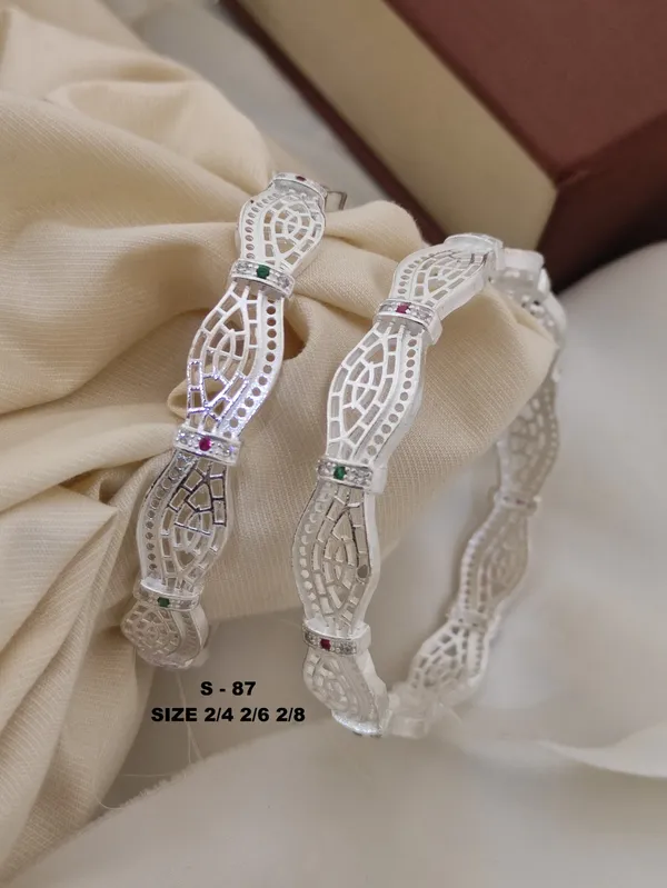 American_Diamond_Studded_Patala_Silver_Plated_Bangles_