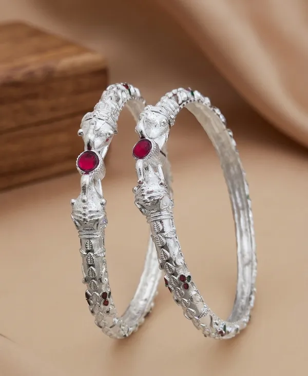 Antique_Silver_Plated_Elephant_Motif_Kada_Bangles_with_Ruby_Stone_Accent
