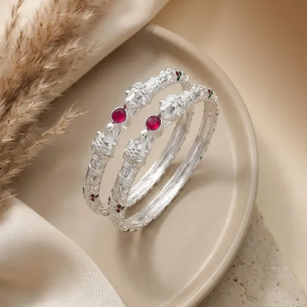 Antique_Silver_Plated_Elephant_Motif_Kada_Bangles_with_Ruby_Stone_Accent