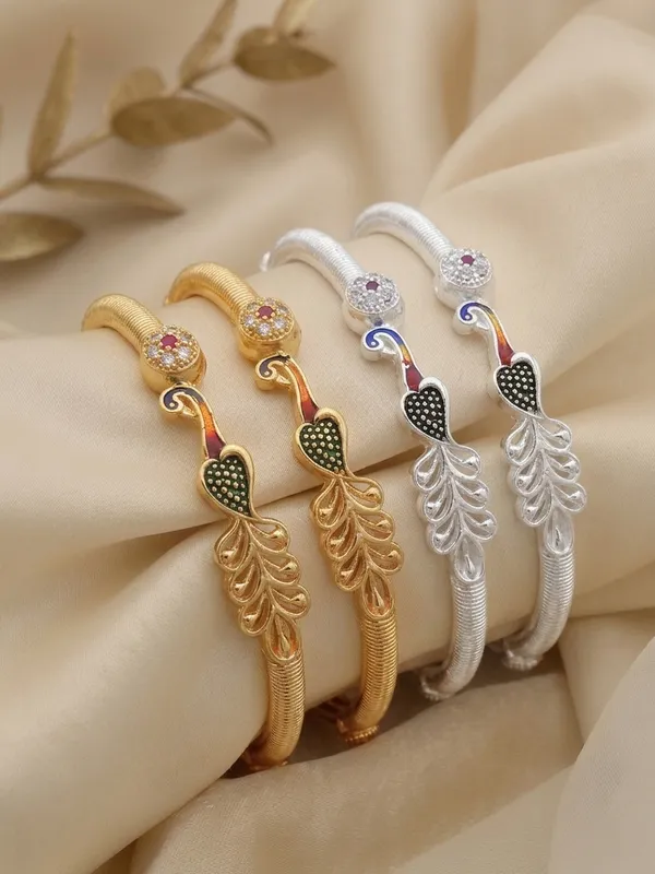 Combo_Of_Peacock_Diamond_Studded_Bangles_–_Gold_&_Silver_Plated_(Set_of_4)