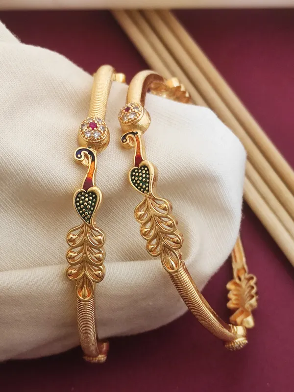 Combo_Of_Peacock_Diamond_Studded_Bangles_–_Gold_&_Silver_Plated_(Set_of_4)