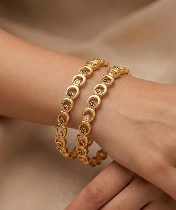 Combo_Set_of_Moon_Shape_Diamond_Bangles_-_Gold_&_Silver_Plated_(Set_of_4)