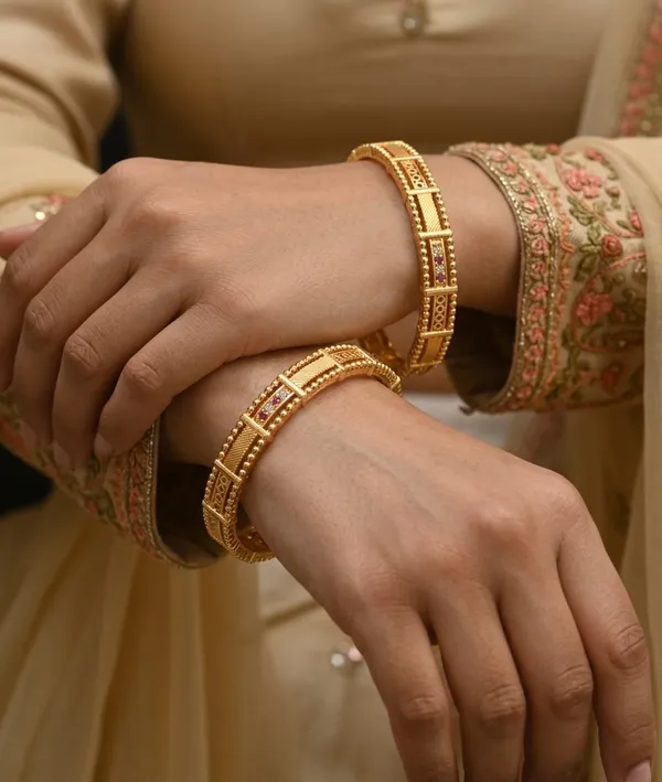 Designer_Gold_Plated_Ruby_Stone_&_American_Diamond_Bangles_Combo_Set_for_Women_|_Elegant_Daily_Wear_Kada_Set
