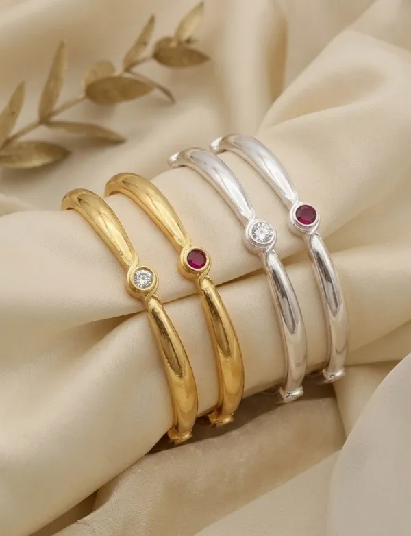 Elegant_Dual-Tone_Gemstone_Bangles_Set_(Gold_&_Silver_Finish)