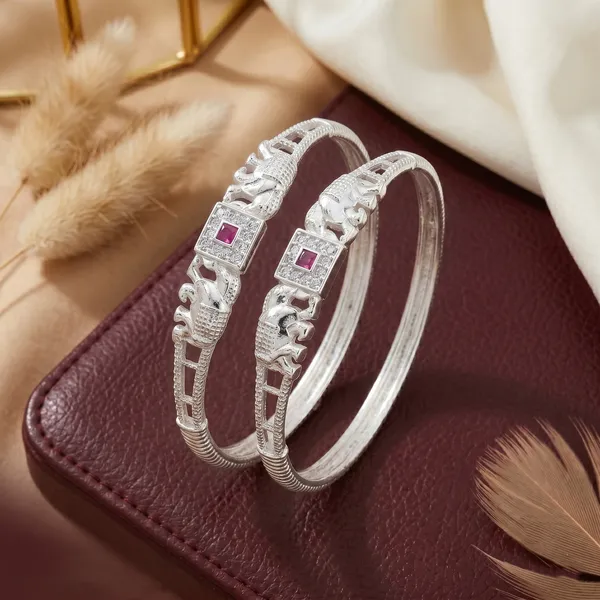 Elegant_Elephant_Ruby_Silver-Plated_Bangles_for_Women_(Set_of_2)