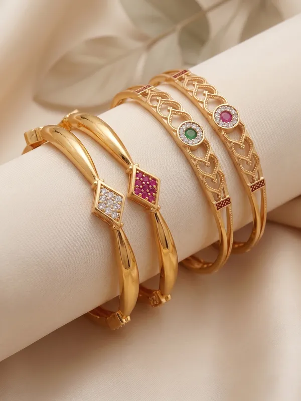 Elegant_Gold_Plated_American_Diamond_&_Ruby_Stone_Bangles_Combo_Set_for_Women_|_Daily_Wear_Designer_Kada_Set