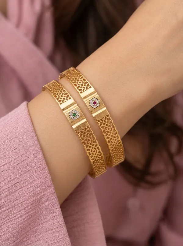 Elegant_Gold_Plated_Floral_Stone_Bangles_–_Set_of_2