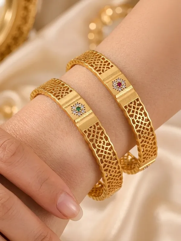 Elegant_Gold_Plated_Floral_Stone_Bangles_–_Set_of_2