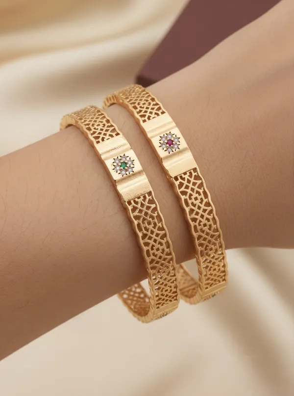 Elegant_Gold_Plated_Floral_Stone_Bangles_–_Set_of_2