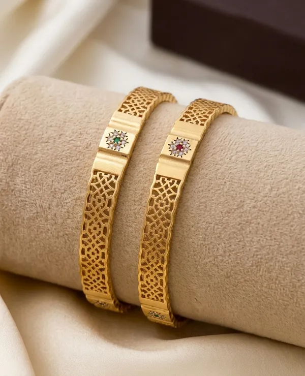 Elegant_Gold_Plated_Floral_Stone_Bangles_–_Set_of_2