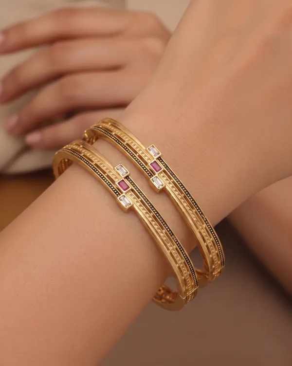 Elegant_Gold-Tone_Geometric_Bangles_with_Ruby_&_Crystal_Accents_|_Premium_Designer_Bangle_Set
