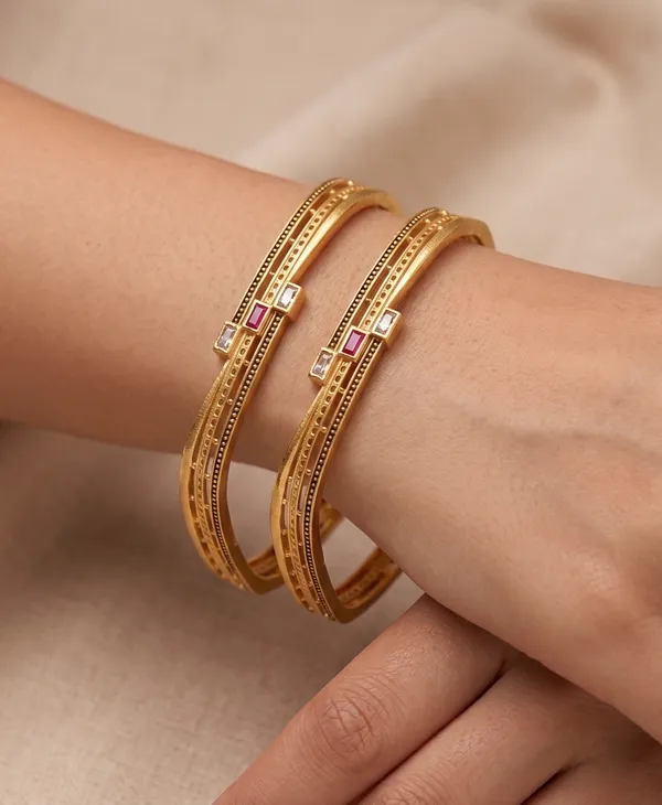 Elegant_Gold-Tone_Geometric_Bangles_with_Ruby_&_Crystal_Accents_|_Premium_Designer_Bangle_Set