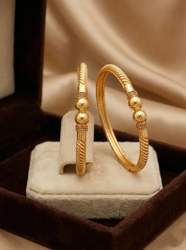 Gold_Stylish_Flower_Shape_Micro_Gold_Finish_Bangle_With_Pack_Of_2