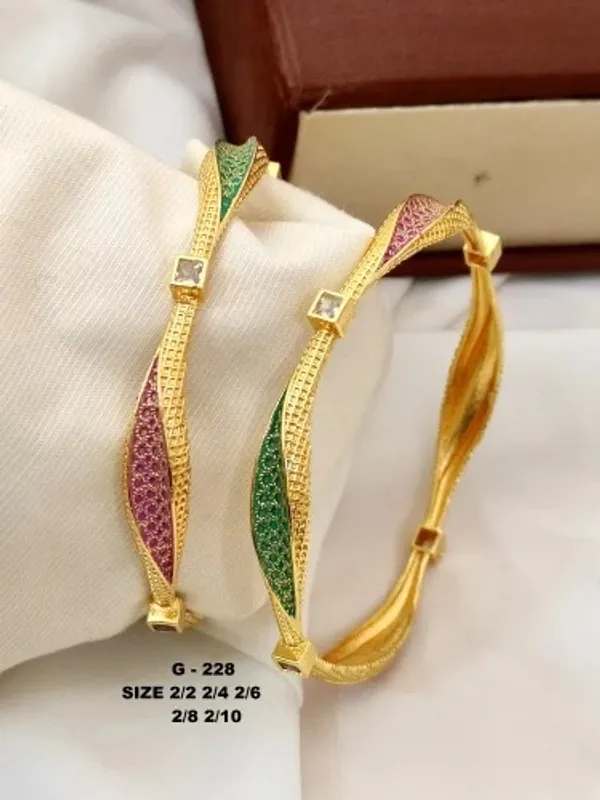 Gold_Plated_Ruby_&_Emerald_Stone_Designer_Openable_Bangles_with_Diamond_Accent