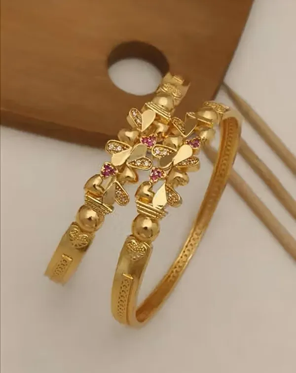 Golden_Blossom_Floral_Gold_Plated_Bangles_–_Set_of_2