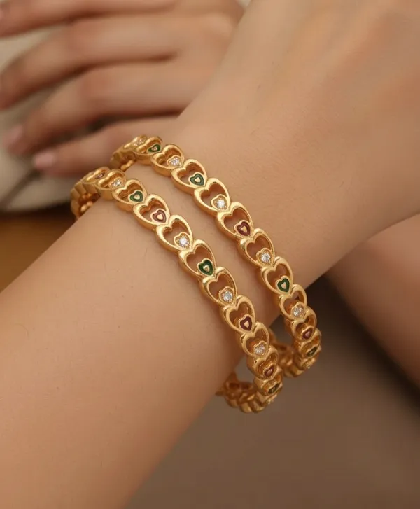 Heart_Shape_High_Gold_Plated_AD_Diamond_Bangles_(2_Pcs)