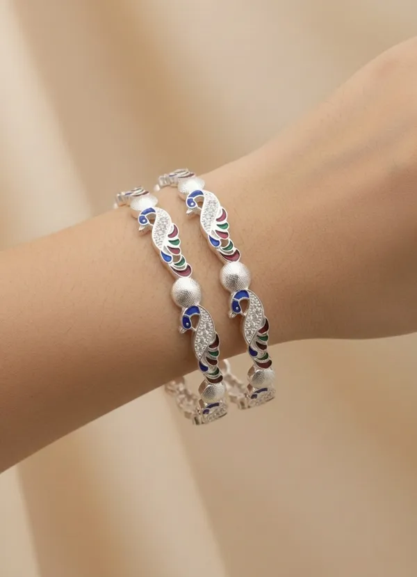 Peacock_Design_Bangles_With_AD_Diamond_Silver_Bangles_2_Pcs