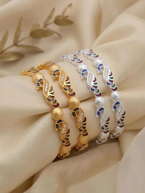 Peacock_Design_Diamond_Studded_Bangles_–_Gold_&_Silver_Plated_(Set_of_4)