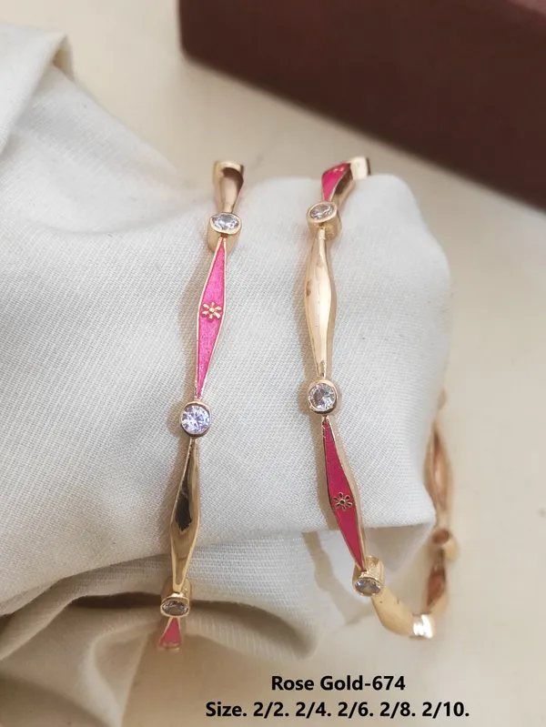 Rose_Gold_Pink_Enamel_Elegant_Bangles