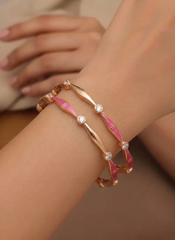 Rose_Gold_Pink_Enamel_Elegant_Bangles