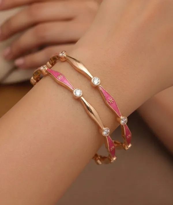 Rose_Gold_Pink_Enamel_Elegant_Bangles