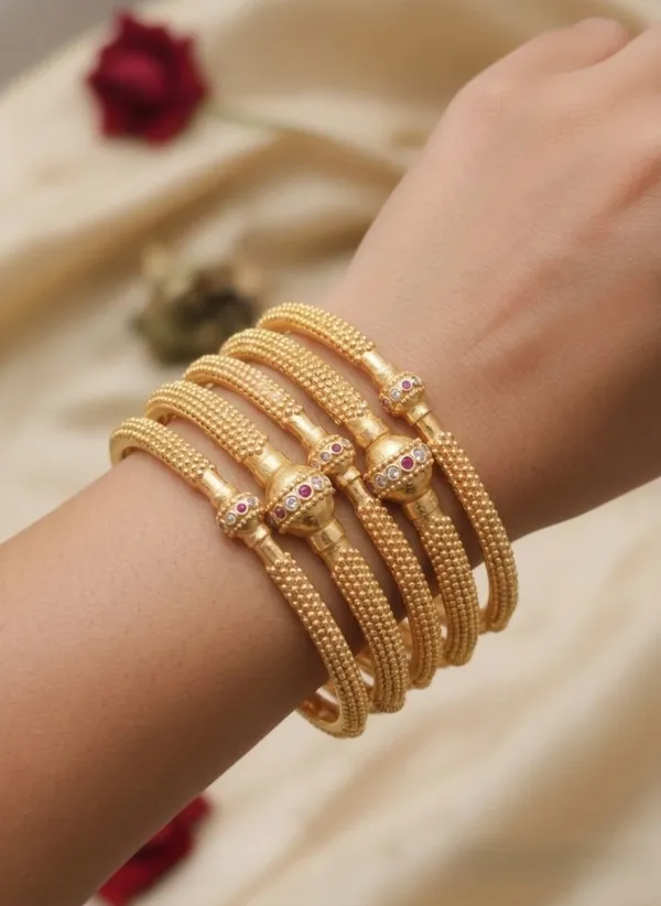 Round_Shape_High_Gold_Plated_Bangles_For_Women_(6_Pcs)