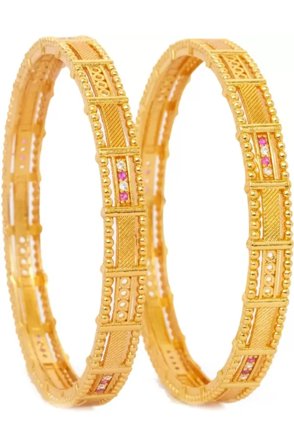 Royal_Heritage_Gold_Plated_Textured_Bangle_Set_with_Ruby_Accent