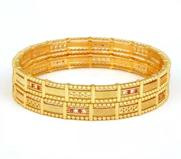 Royal_Heritage_Gold_Plated_Textured_Bangle_Set_with_Ruby_Accent