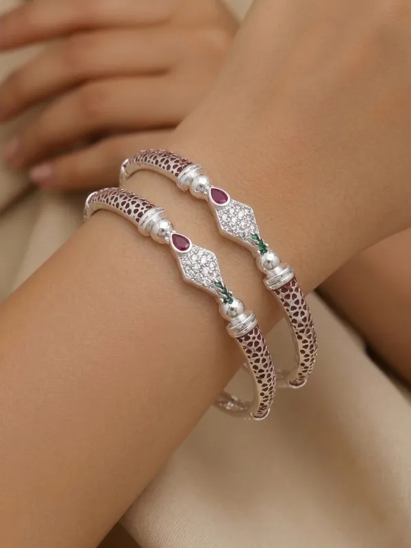 Ruby_Accent__Silver_Plated_Bangles_
