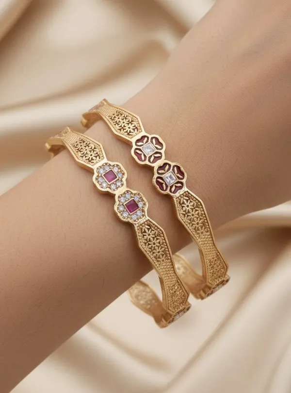 Gold_Plated_Stylish_Micro_Bangles_With_Diamond_Pack_Of_2