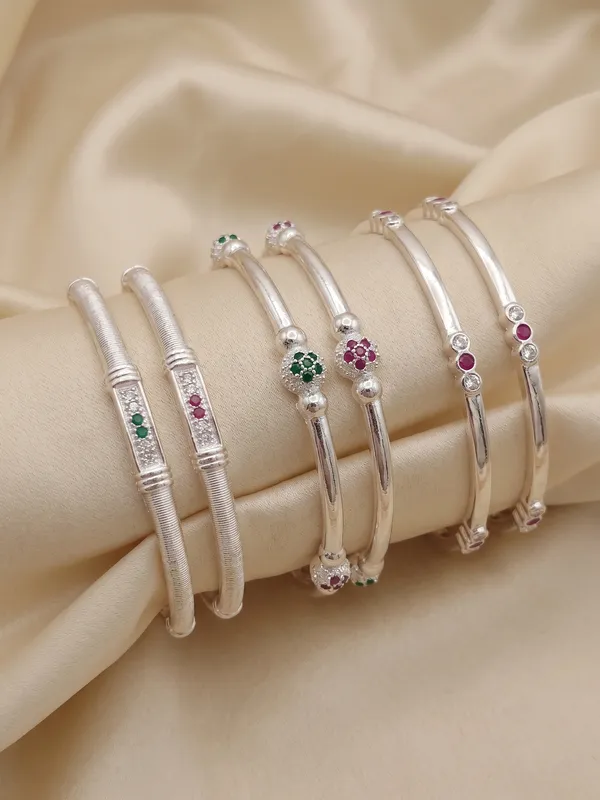 Silver_Plated_Designer_Bangle_Set_with_CZ_&_Multicolor_Stones_for_Women_(Set_of_6)