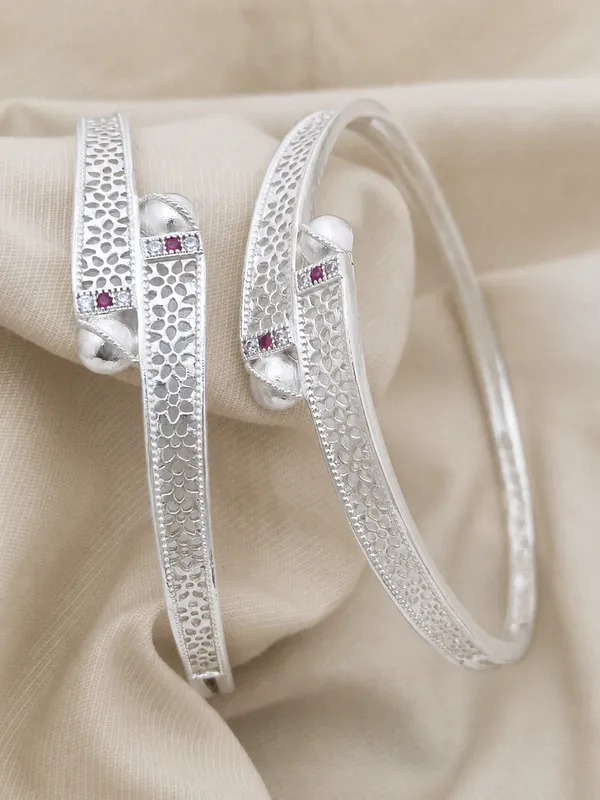 Silver_Plated_Designer_Bangles_with_Ruby_&_CZ_Stones_for_Women_(Set_of_2)