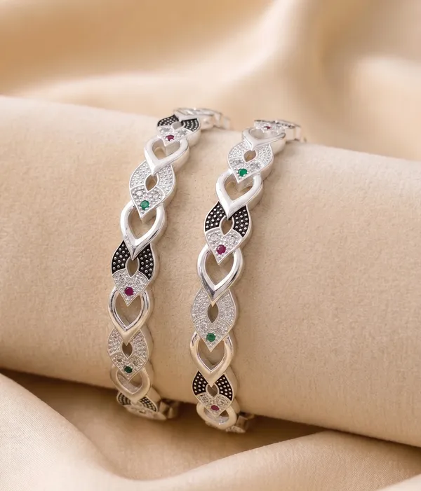 Silver_Plated__Designer_Bangle_Set_with_Multicolor_Stone_Detailing