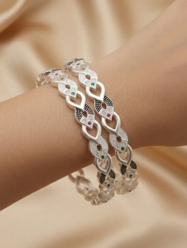 Silver_Plated__Designer_Bangle_Set_with_Multicolor_Stone_Detailing