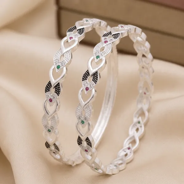 Silver_Plated__Designer_Bangle_Set_with_Multicolor_Stone_Detailing