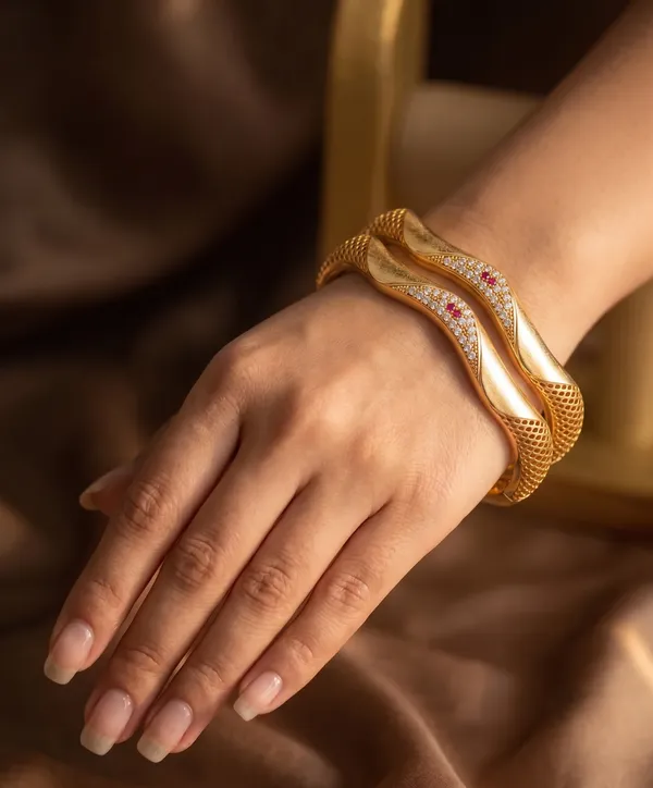 Twisted_Wave_Gold_Plated_Bangles_with_Ruby_&_Crystal_Stones_–_Pair_Set