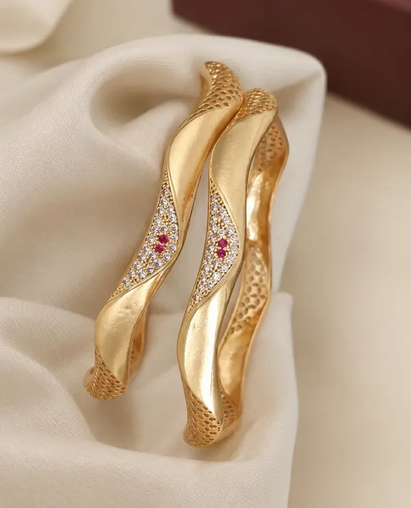 Twisted_Wave_Gold_Plated_Bangles_with_Ruby_&_Crystal_Stones_–_Pair_Set