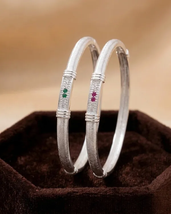 American_Diamond_Silver_Plated_Bangles_For_Women