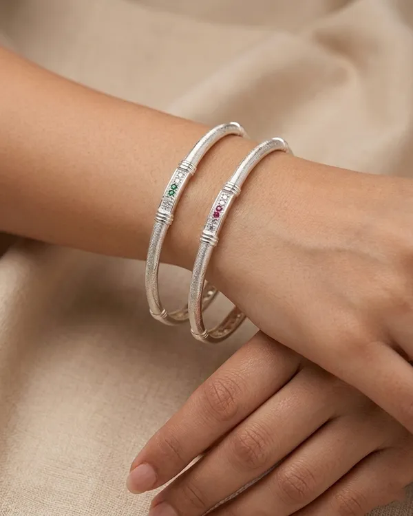 American_Diamond_Silver_Plated_Bangles_For_Women