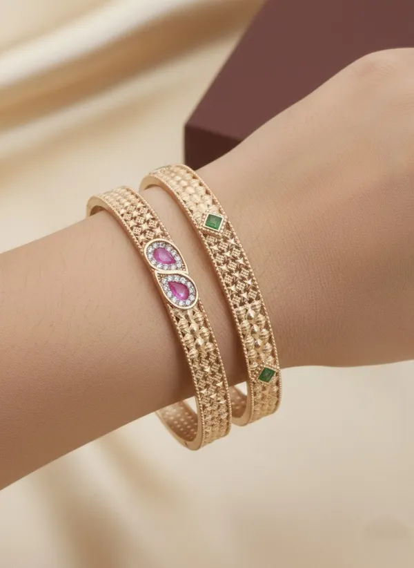 Gold_Plated_Micro_Tilak_Shape_Bangles_With_Pack_Of_2