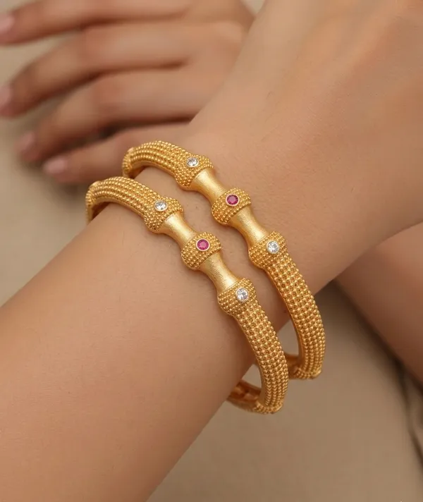 Gold_Fancy_Bangles_For_Girls_Set_Of_2_Pair_|_Designer_Unique_Shape_Ad_Diamond_Bangles