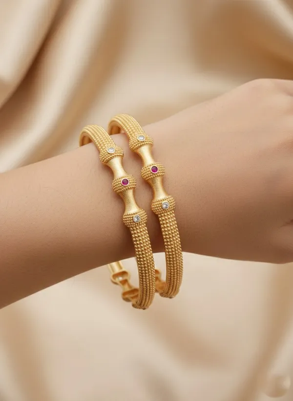 Gold_Fancy_Bangles_For_Girls_Set_Of_2_Pair_|_Designer_Unique_Shape_Ad_Diamond_Bangles