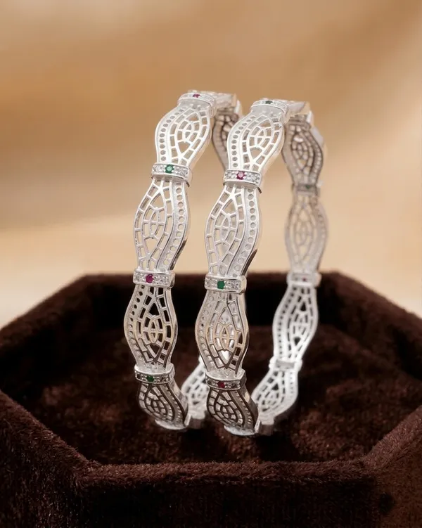 American_Diamond_Studded_Patala_Silver_Plated_Bangles_