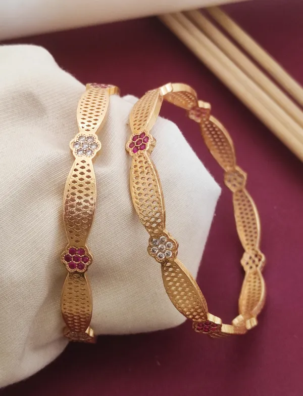 Gold_Stylish_Flower_Shape_Micro_Gold_Finish_Bangle_With_Pack_Of_2