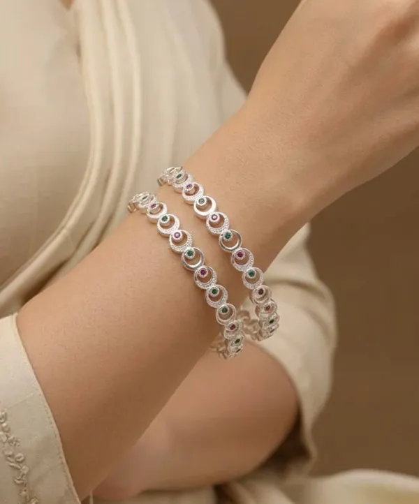 Moon_Shape_Diamond_Studded_Silver_Bangles_Pack_of_2