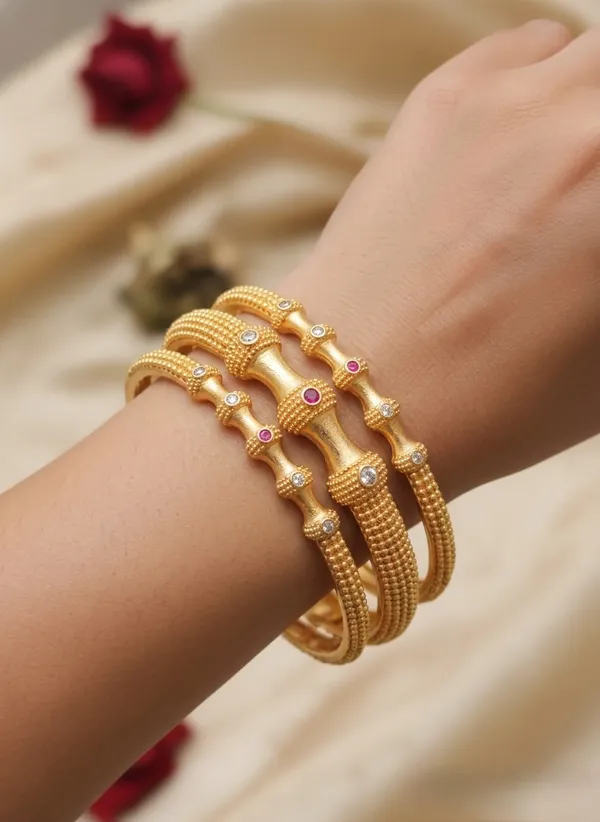 High_Gold_Plated_Diamond_Studded_6_Pcs_Bangles_for_women